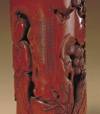 图片[3]-Zhu Sansong’s pen holder for the portrait of a lady carved in bamboo-China Archive